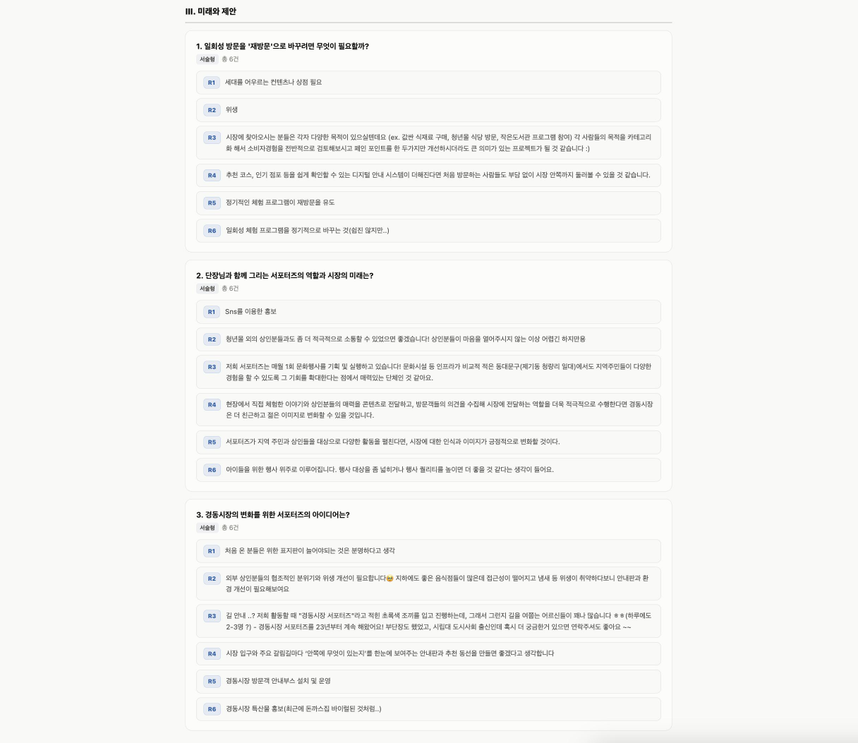 경동시장 방문객 설문 결과
